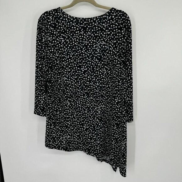Susan Graver Womens Black Polka Dot Asymmetrical Hem Tunic Top knit Size large - Picture 9 of 10
